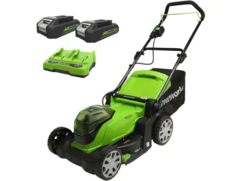 Greenworks G24X2LM41K2X - Cortacésped de Batería 41 cm + 2 Baterías de 24V + Cargador Doble