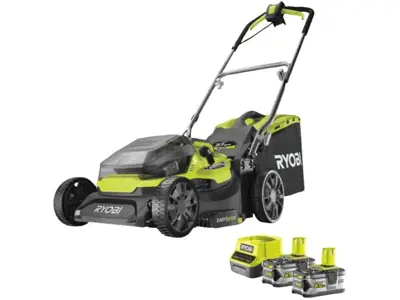 Cortadora césped híbrida RYOBI 36V 37cm - 2 baterías - cargador rápido.