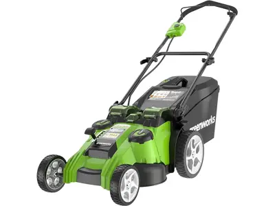 Greenworks Cortacésped batería doble cuchilla G40LM49DB - Potente y versátil.